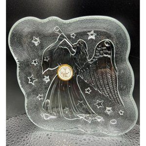 Indonesia Crystal Angel Bowl Dish Glass Trinket Jewelry Candy Holiday Gift